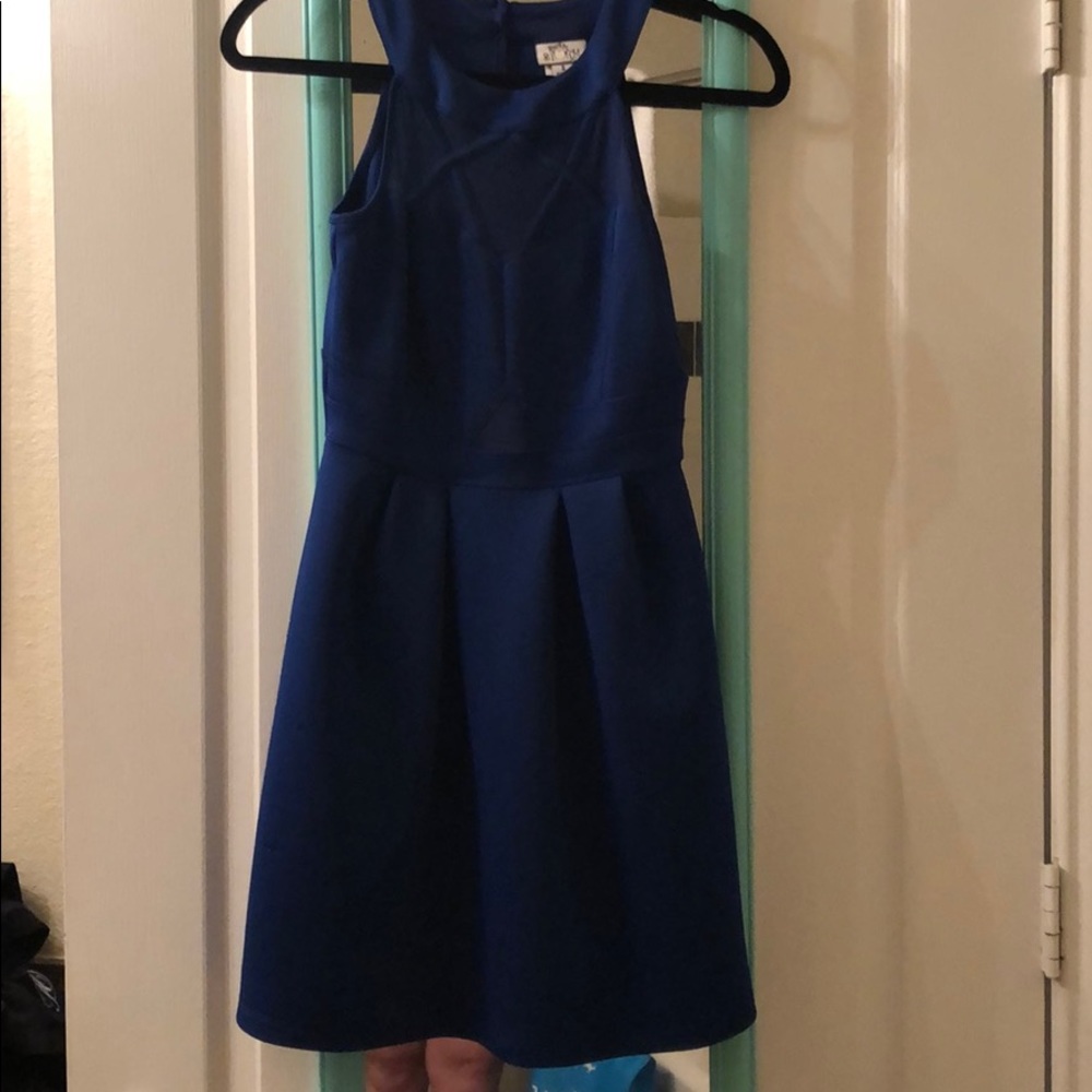 Blue Dress with mesh cut outs